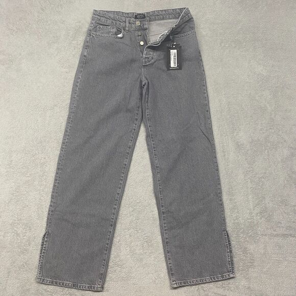 Boohoo Man Jeans Mens 30x32 Gray Button Fly Relaxed Baggie Split Hem Y2K Grunge - Picture 1 of 12